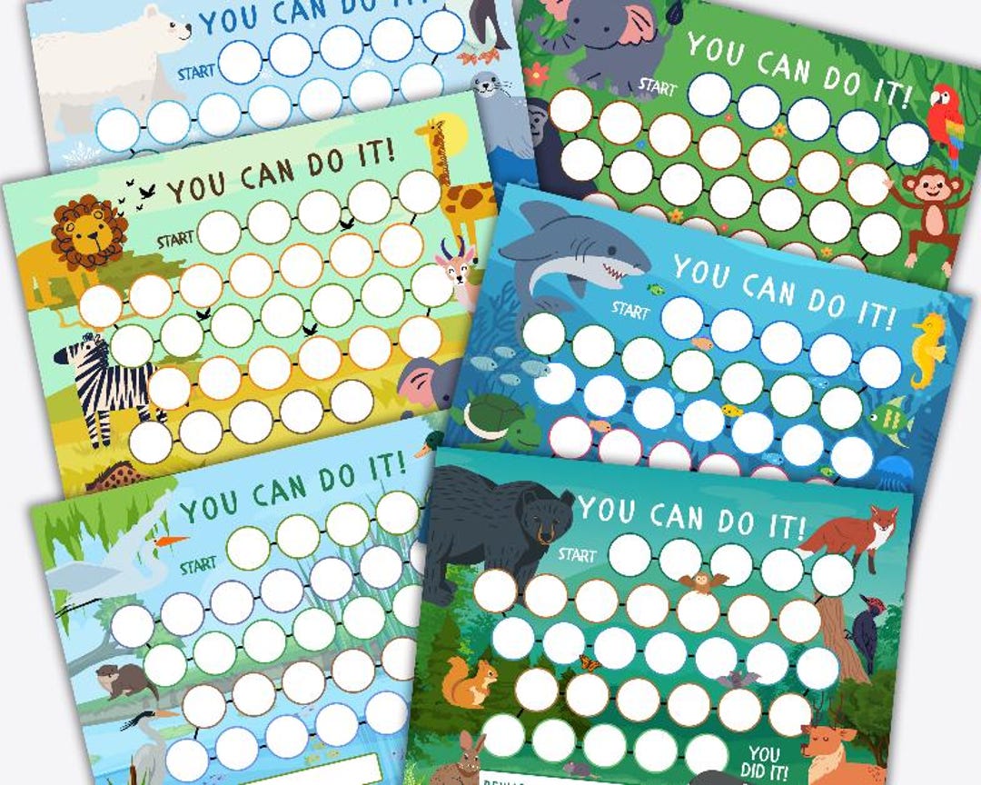Printable Animal Reward Charts Bundle, Zoo Sticker Charts, Potty