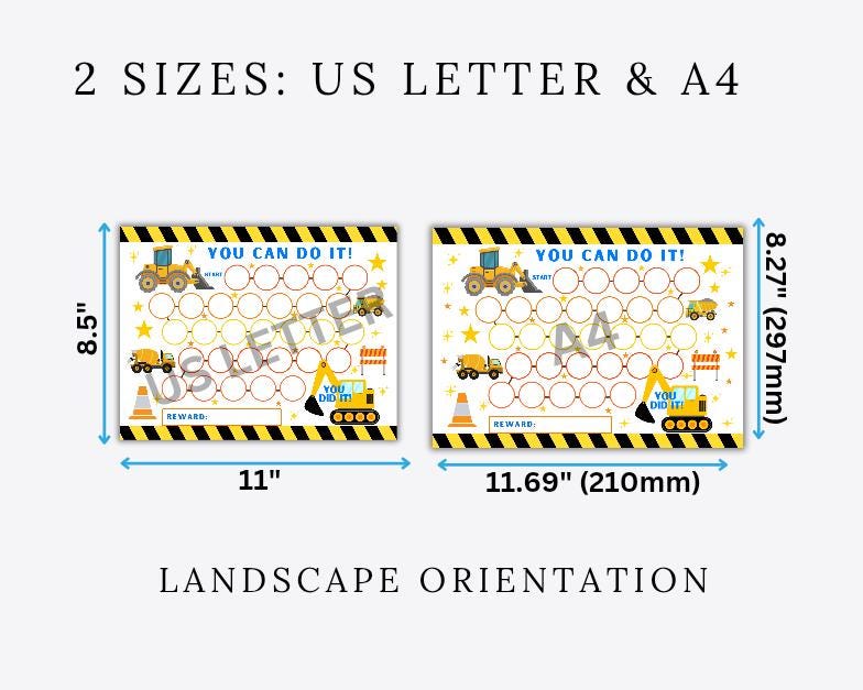 Construction Truck Reward Chart: Potty Training Sticker Chart (PNG, PDF ...