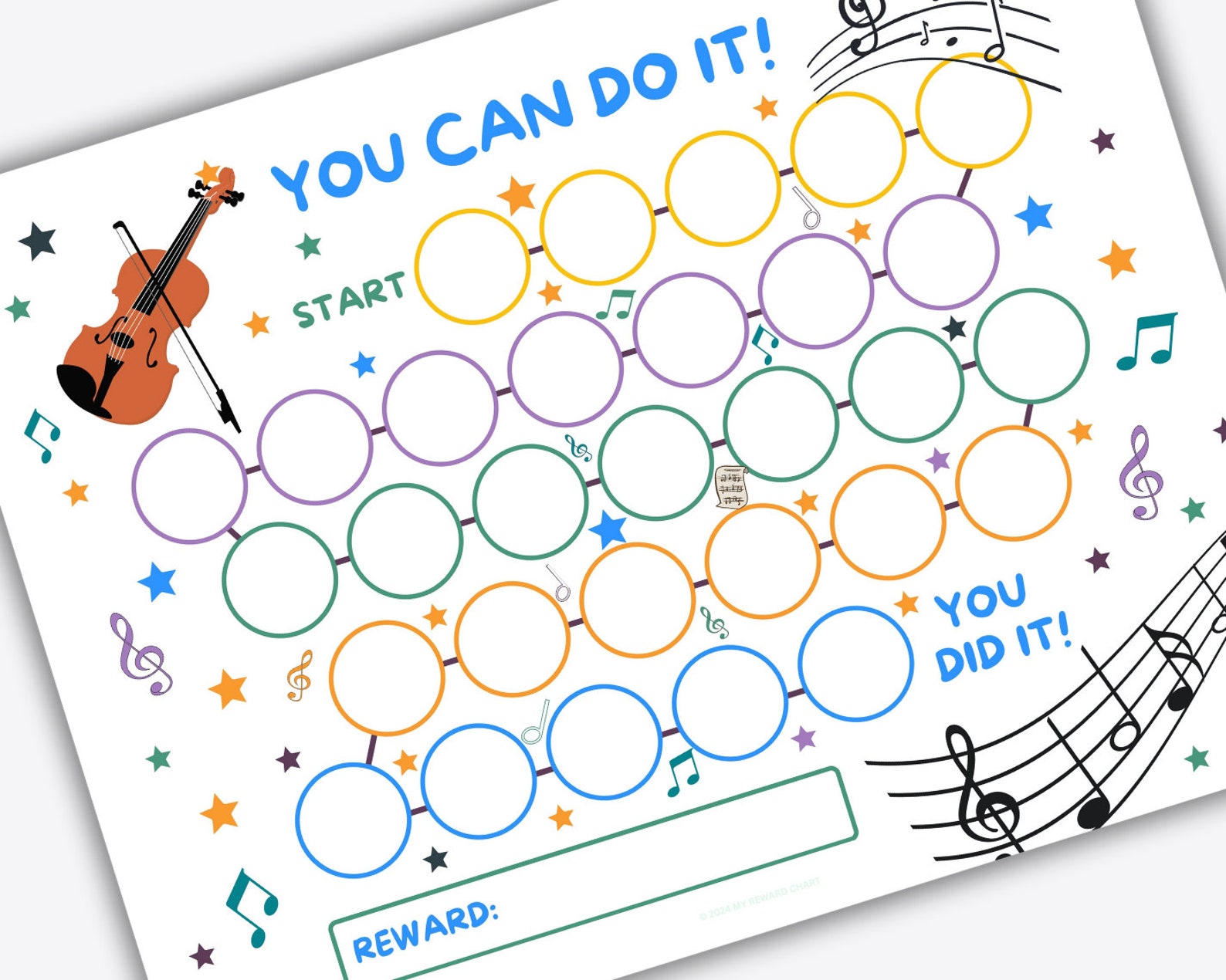 Printable Violin Reward Chart, Music Reward Chart, Violin Practice ...
