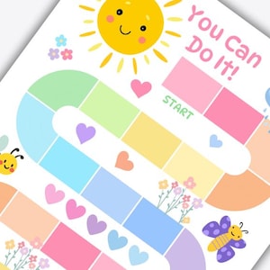 Tabella di addestramento al vasino "Sole e Arcobaleno" per bambine, tabella dei premi stampabile, tracker di attività e vasino in colori pastello, download digitale, routine prescolare immagine 6