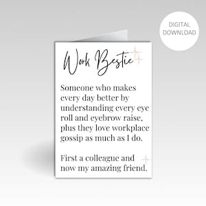 Tarjeta Bestie de trabajo, tarjeta de compañero de trabajo, tarjeta divertida para compañero de trabajo, tarjeta Bestie, tarjeta de cumpleaños de tarjeta Bestie, tarjeta de cumpleaños Bestie de trabajo, dejar el trabajo