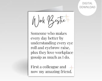 Work Bestie Card, Co-Worker Card, Funny Card for Co-Worker, Bestie Card, Bestie Card Birthday Card, Work Bestie Birthday Card, Leaving Work
