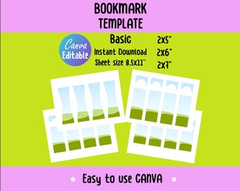 Sjabloon voor Canva-bladwijzers, Canva bewerkbare basisbladwijzer, bladwijzermodel digitale sjabloon, Canva Frames-bladwijzerbundel, aangepaste bladwijzer