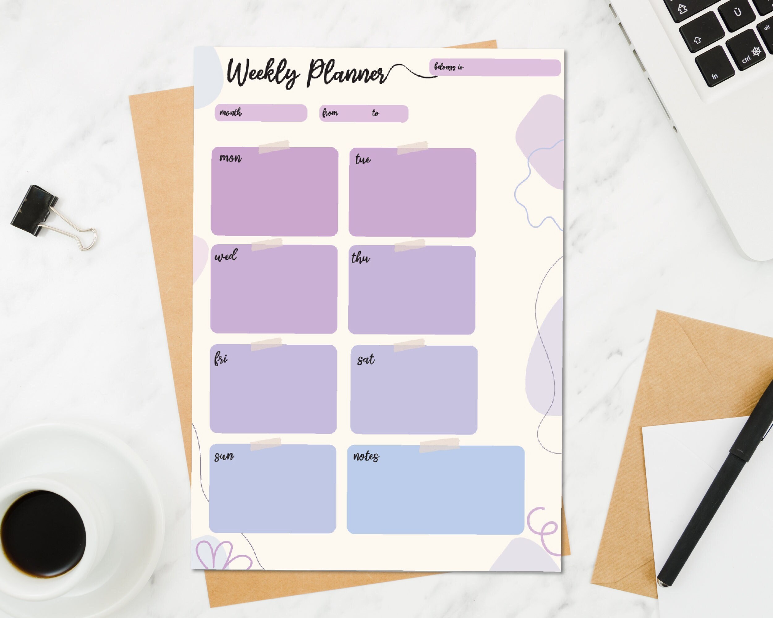 Weekly Planner Printable, Weekly to Do List, Undated Planner, Printable ...