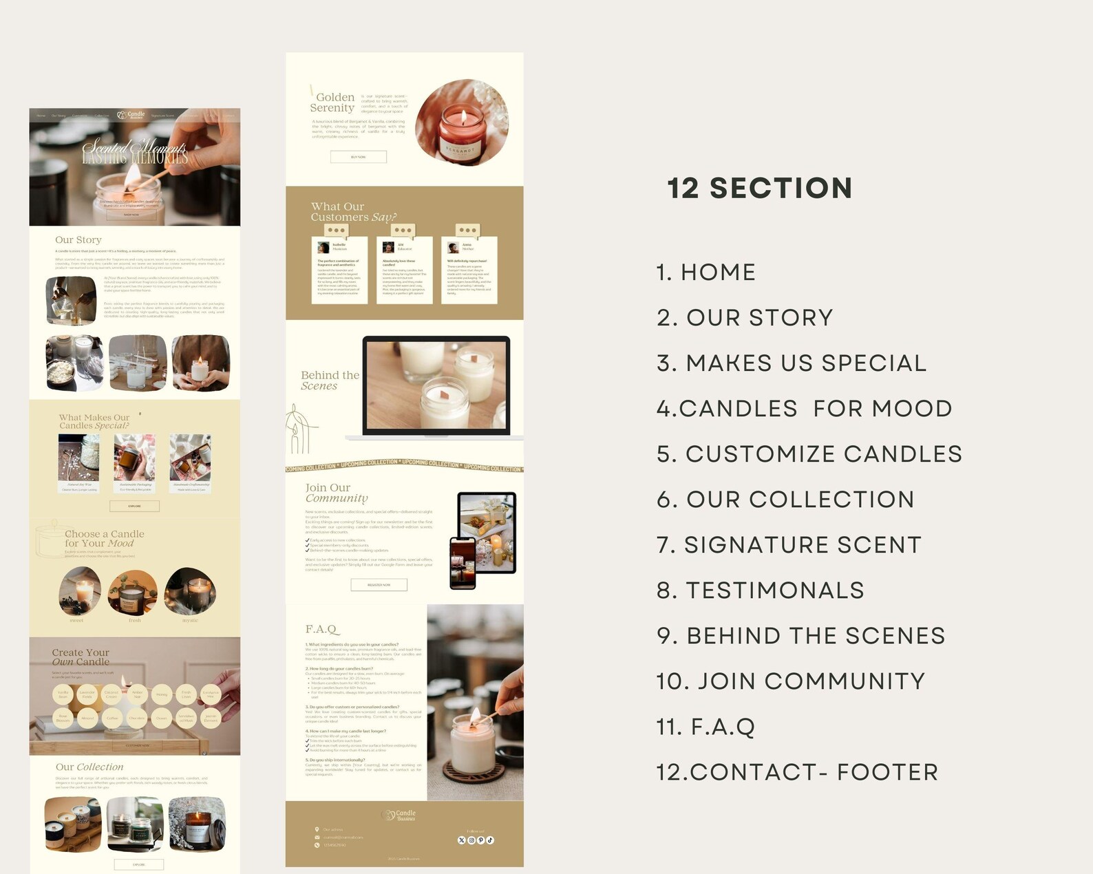 Candle Website Template, Editable Canva Website Template Candle Shop