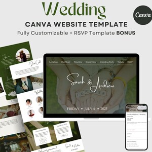 Canva Wedding Website Template, Website Canva Template, Digital Wedding Invitation Template, Editable Website, Online RSVP, Save the Date
