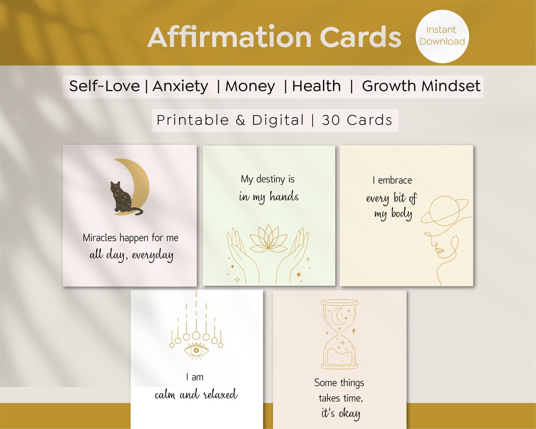 Positive Affirmation Cards Printable Affirmation Card Deck - Etsy