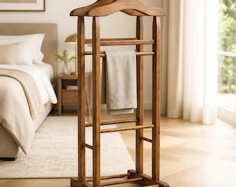 Belfort Kledingrek van massief hazelnoothout – Elegant nachtkastje, kledingrek voor mannen en vrouwen