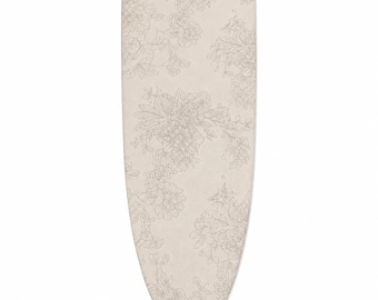 Strijkplankhoes 120x37-40 cm | 100% katoen met 10 mm schuimvulling | Universele elastische hoes | Beige bloemenpatroon