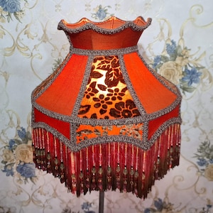 Lampshade orange brown lampshade table lampshade victorian lampshade floor lampshade/velvet lampshade/vintage lampshade/pendant lampshade