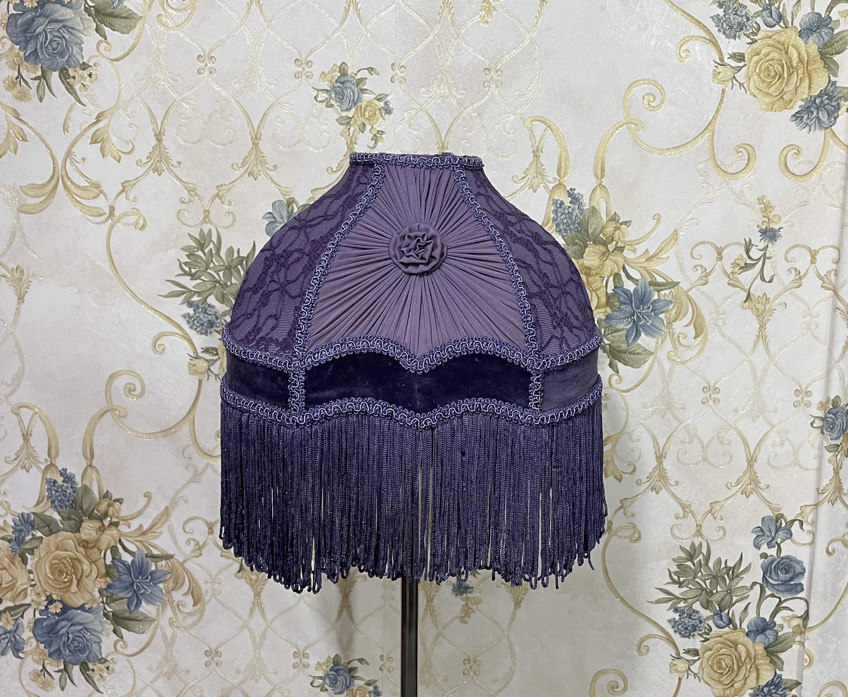 ドラムシェード　天井照明　ルームランプ　ライト　パープル　ベロア　ヴィンテージ Purple lamp shade - Etsy 日本