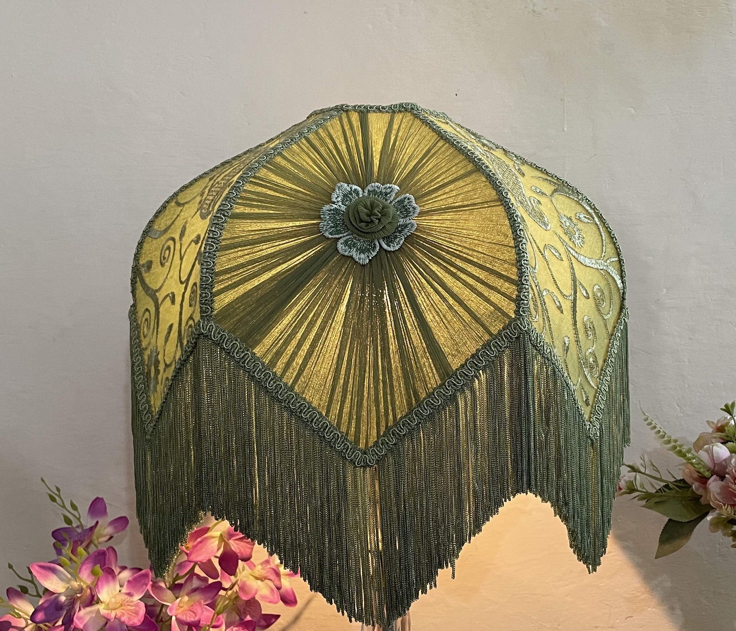 Lampshade/sage Green Lampshade/victorian Lampshade/fabric Etsy