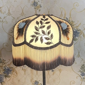 Handmade Scallop Lampshade: Victorian Style Embroidered Ombre Fringe