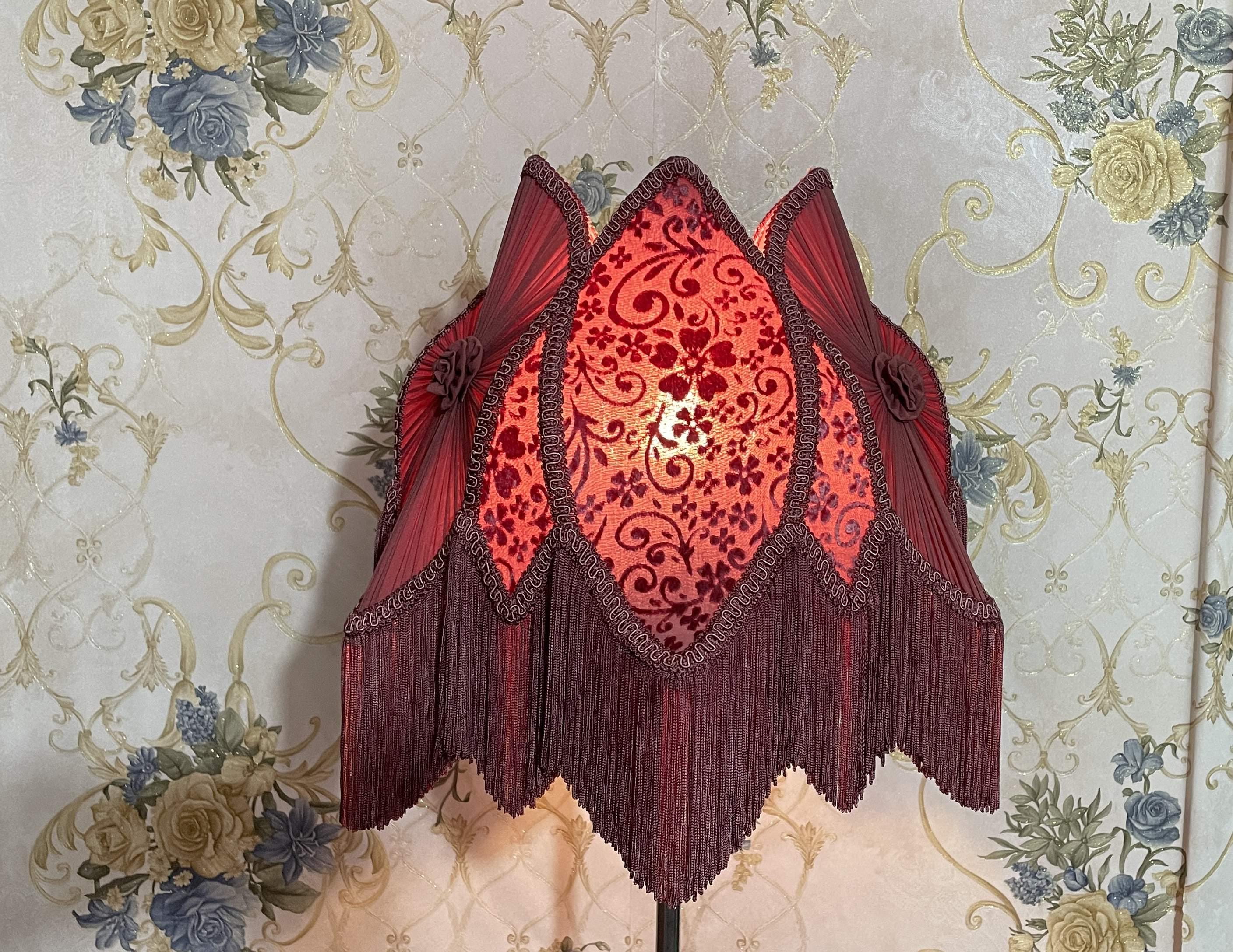 Handmade Rose Velvet Lampshade: Victorian Style With Fringe - Etsy