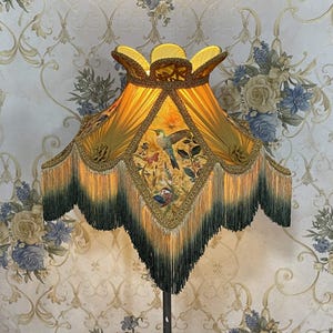 Lampshade gold printed lampshade table lampshade victorian lampshade floor lampshade/silk lampshade/vintage lampshade/pendant lampshade