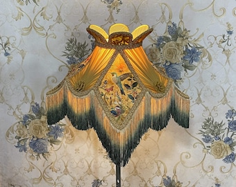 Lampshade gold printed lampshade table lampshade victorian lampshade floor lampshade/silk lampshade/vintage lampshade/pendant lampshade