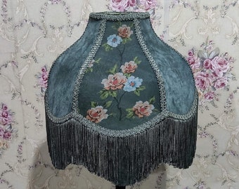 lampshade/green lampshade/table lampshade/floor lampshade/pendant lampshade/Victorian lampshade/velvet lampshade/shade/vintage lampshade