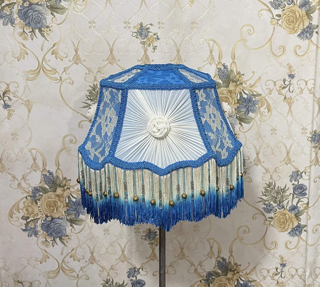 Lampshade Blue White Lampshade Table Lampshade Victorian Lampshade ...