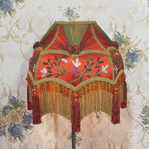 Lampshade orange lampshade table lampshade victorian lampshade floor lampshade/velvet lampshade/vintage lampshade/pendant lampshade/shade