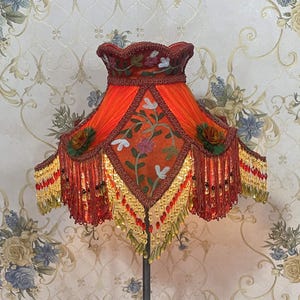 Lampshade orange lampshade table lampshade victorian lampshade floor lampshade/silk lampshade/vintage lampshade/pendant lampshade/gift shade