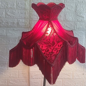 Lampshade red lampshade table lampshade victorian lampshade floor lampshade/velvet lampshade/vintage lampshade/pendant lampshade/shade