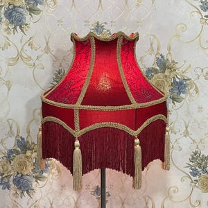 Lampshade red lampshade table lampshade victorian lampshade floor lampshade/velvet lampshade/vintage lampshade/pendant lampshade/shade