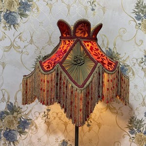 Lampshade red lampshade table lampshade victorian lampshade floor lampshade/velvet lampshade/vintage lampshade/pendant lampshade/shade
