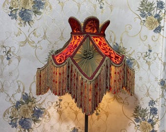 Lampshade red lampshade table lampshade victorian lampshade floor lampshade/velvet lampshade/vintage lampshade/pendant lampshade/shade