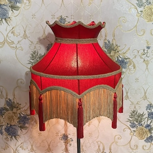 Lampshade crown red lampshade table lampshade victorian lampshade floor lampshade/silk lampshade/vintage lampshade/pendant lampshade/shade