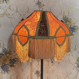 Lampshade orange lampshade table lampshade victorian lampshade floor lampshade/lace lampshade/vintage lampshade/pendant lampshade silk shade
