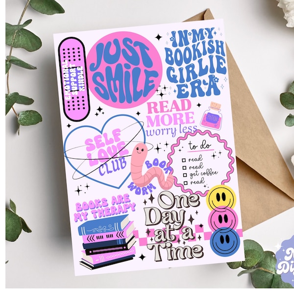 Y2K Kindle Insert Kindle Stickers Printable E-Reader Skin Digital Bookish Accessories Purple Kindle Decor Self Love CLub Bookworm Print