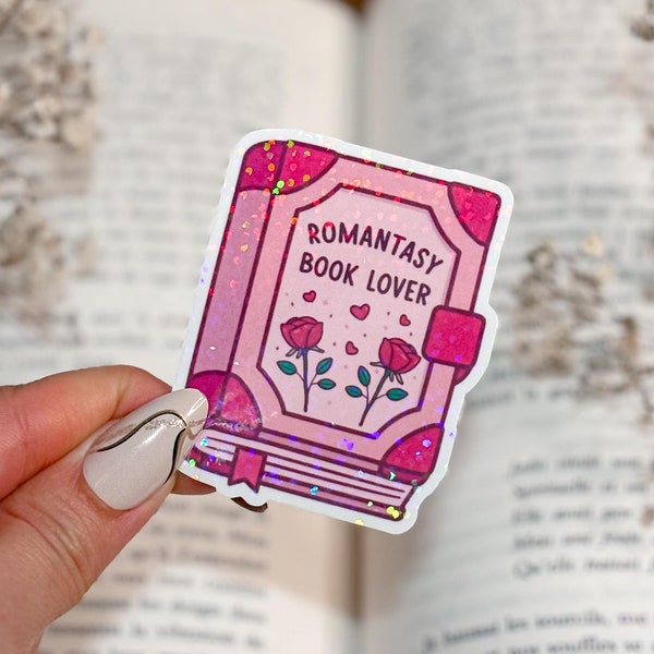 Romantasy Kindle Sticker Pink Kobo Decor E-Reader Holographic Sticker Bookish Laptop Vinyl Sticker Kindle Accessories Gift for Book Lover