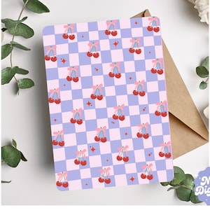 Kindle Insert Kindle Stickers Druckbare E-Reader Skin Digitales Buchzubehör Kariertes Kindle Paperwhite Dekor Kirsche Buchgeschenk