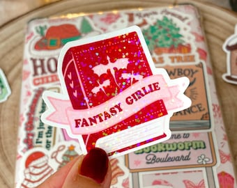 Fantasy Kindle Sticker Kobo Decor Romantasy E-Reader Holographic Sticker Bookish Laptop Vinyl Sticker Kindle Accessories Gift for Book Lover