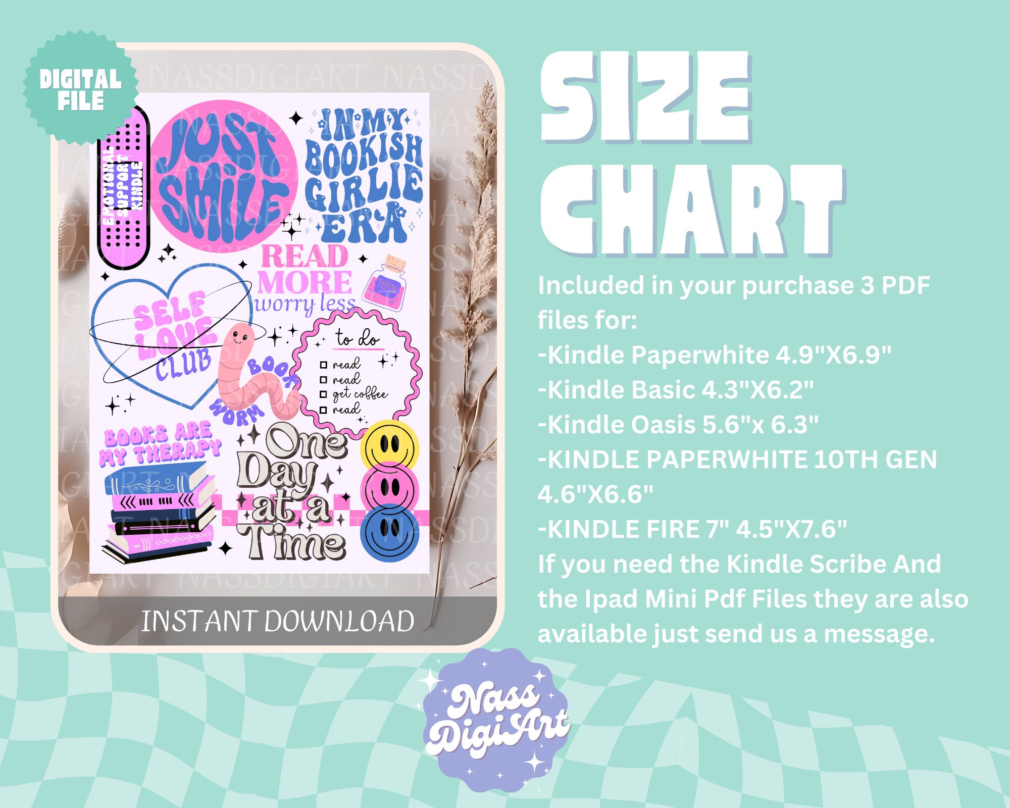 Y2K Kindle Insert Kindle Stickers Printable E-reader Skin Digital ...