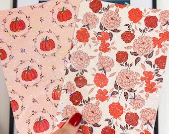 Floral Pumpkin Kindle Insert Cozy Fall Kobo Insert Orange Coquette E-Reader Insert Holographic Cardstock Cozy Bookish Gift for Book Lover