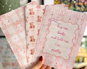 Coquette Kindle Insert Pink Bow Kindle Srickers E-Reader Holographic Insert Cute Kindle Glitter Skin Bookish Decor Gift for Book Lover