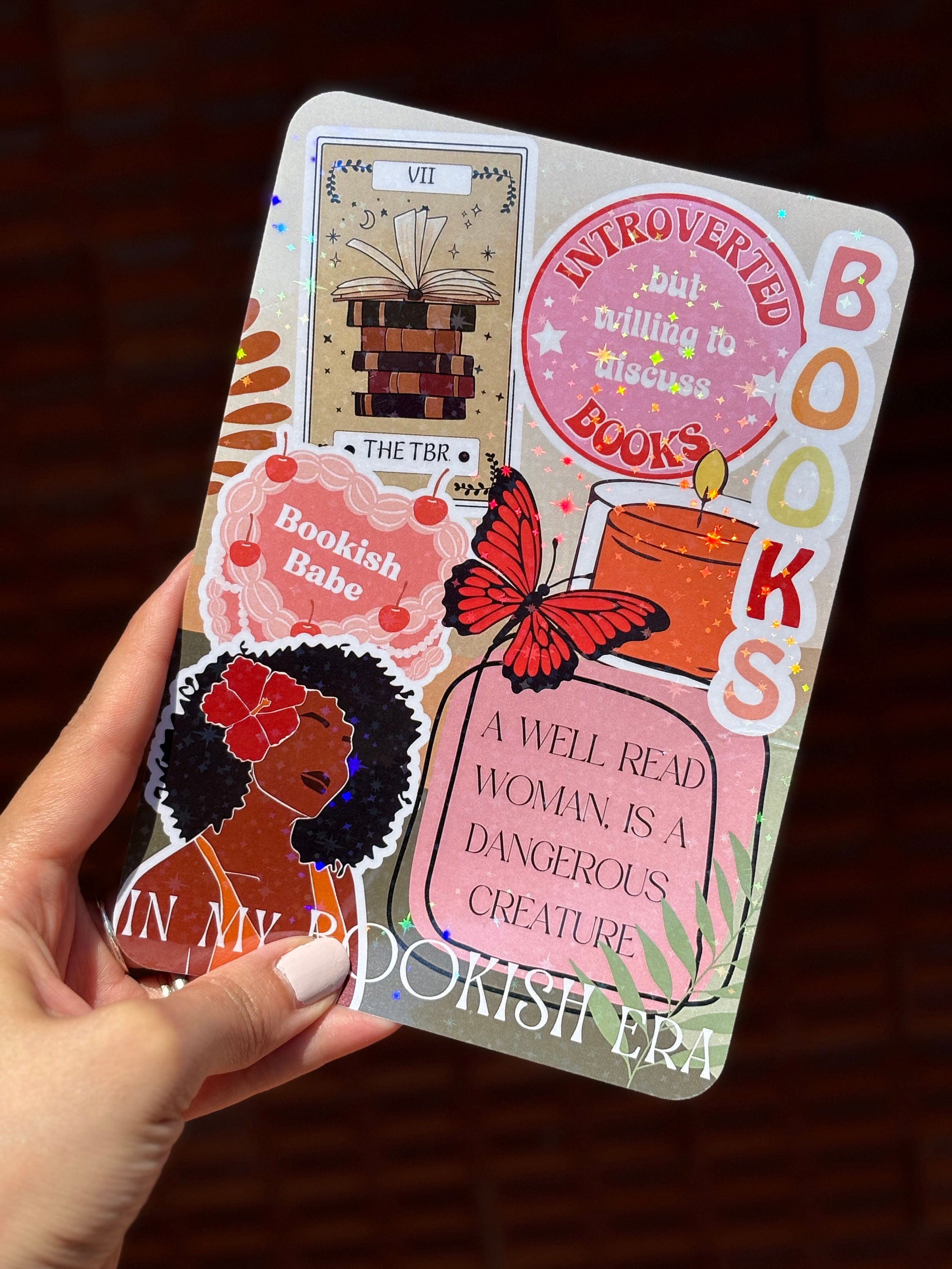 Kindle Insert Kindle Srickers Black Girl E-Reader Holographic Insert Kindle Glitter Cardstock Decor Bookish Accessories Gift for Book Lover