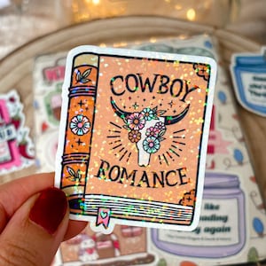 Adesivi Kindle Cowboy Romance Kobo Decor E-Reader Adesivi olografici Laptop libresco Adesivi in vinile Accessori Kindle Regalo per gli amanti dei libri