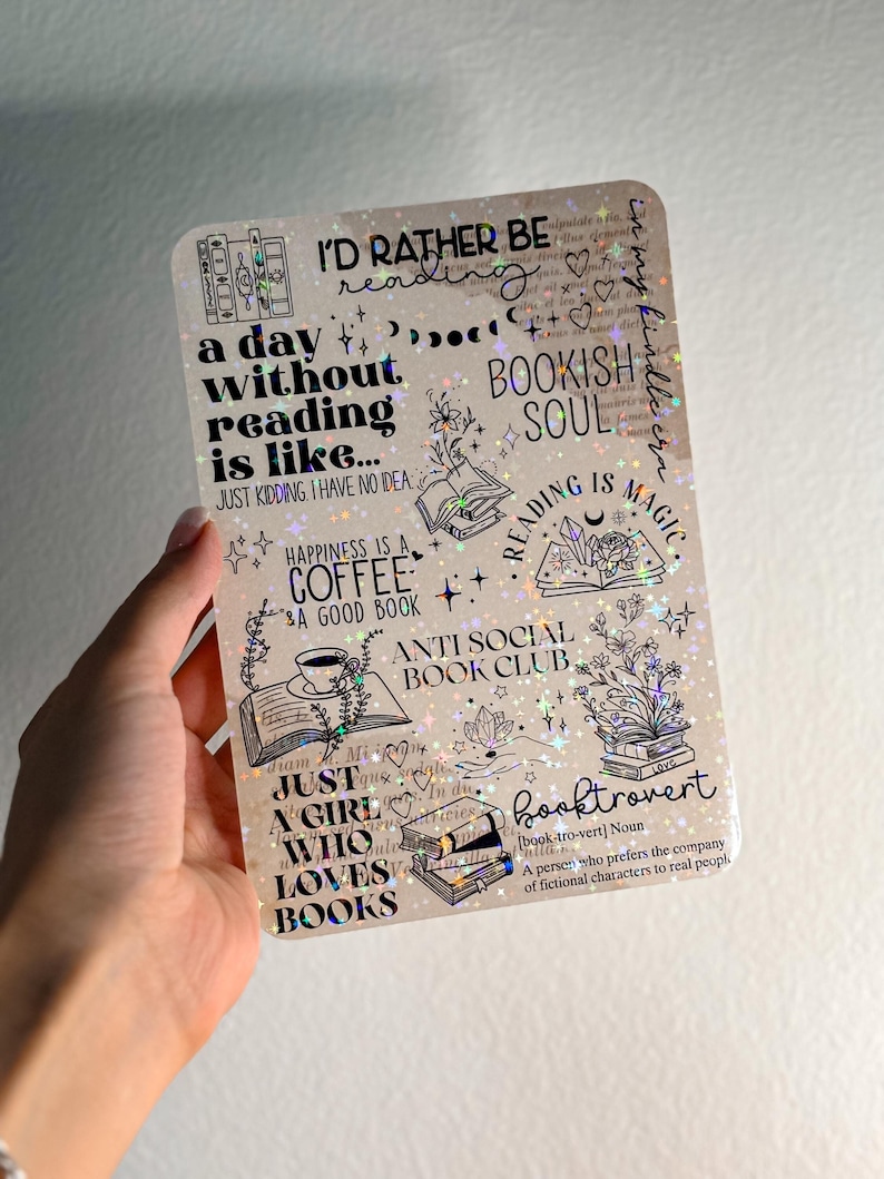 Kindle Insert Kindle Srickers Brown Paper E-Reader Holographic Insert Kindle Glitter Cardstock Decor Bookish Accessories Gift for Book Lover