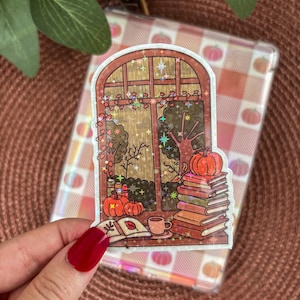 Fall Kindle Stickers Autumn Bookish Window Kobo Decor E-Reader Holographic Vinyl Stickers Cozy Kindle Accessories Gift for Book Lover