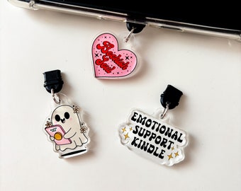 2-Pack Self-Love & Motivation Kindle Charms - Dust Plug For Lightning/Type C Ports, Acrylic Decor For E-Reader, Phone, Tablet