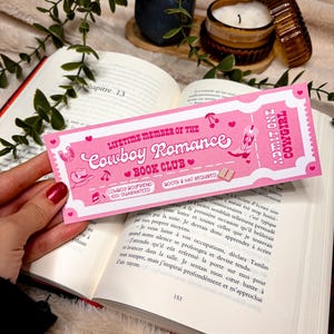 Book club Bookmark Ticket Cowboy Romance Bookmark Gift for Book Lover Bookworm Accessories  Bookish Merch True Crime Bookmark