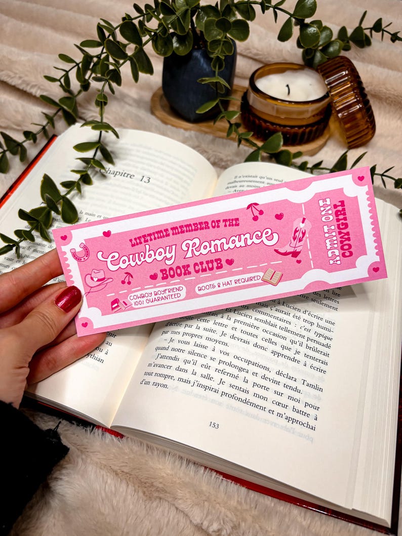 Book club Bookmark Ticket Cowboy Romance Bookmark Gift for Book Lover Bookworm Accessories  Bookish Merch True Crime Bookmark