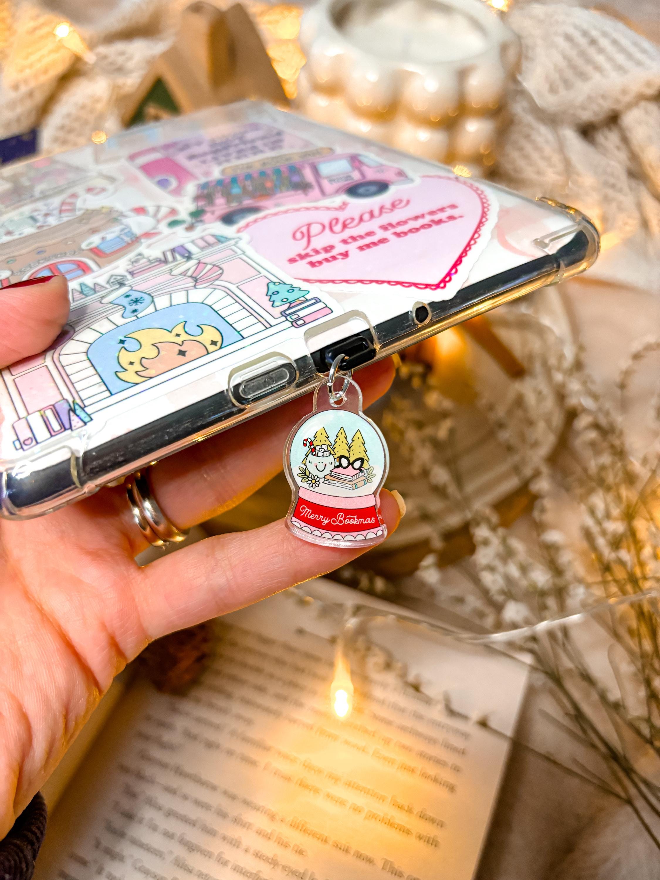 Kindle Charm Bookish Phone Charm Kindle Accessories Bookish Merch Phone Accessories Kindle Decor E-Reader Acrylic Dust Plug USB-C Plug