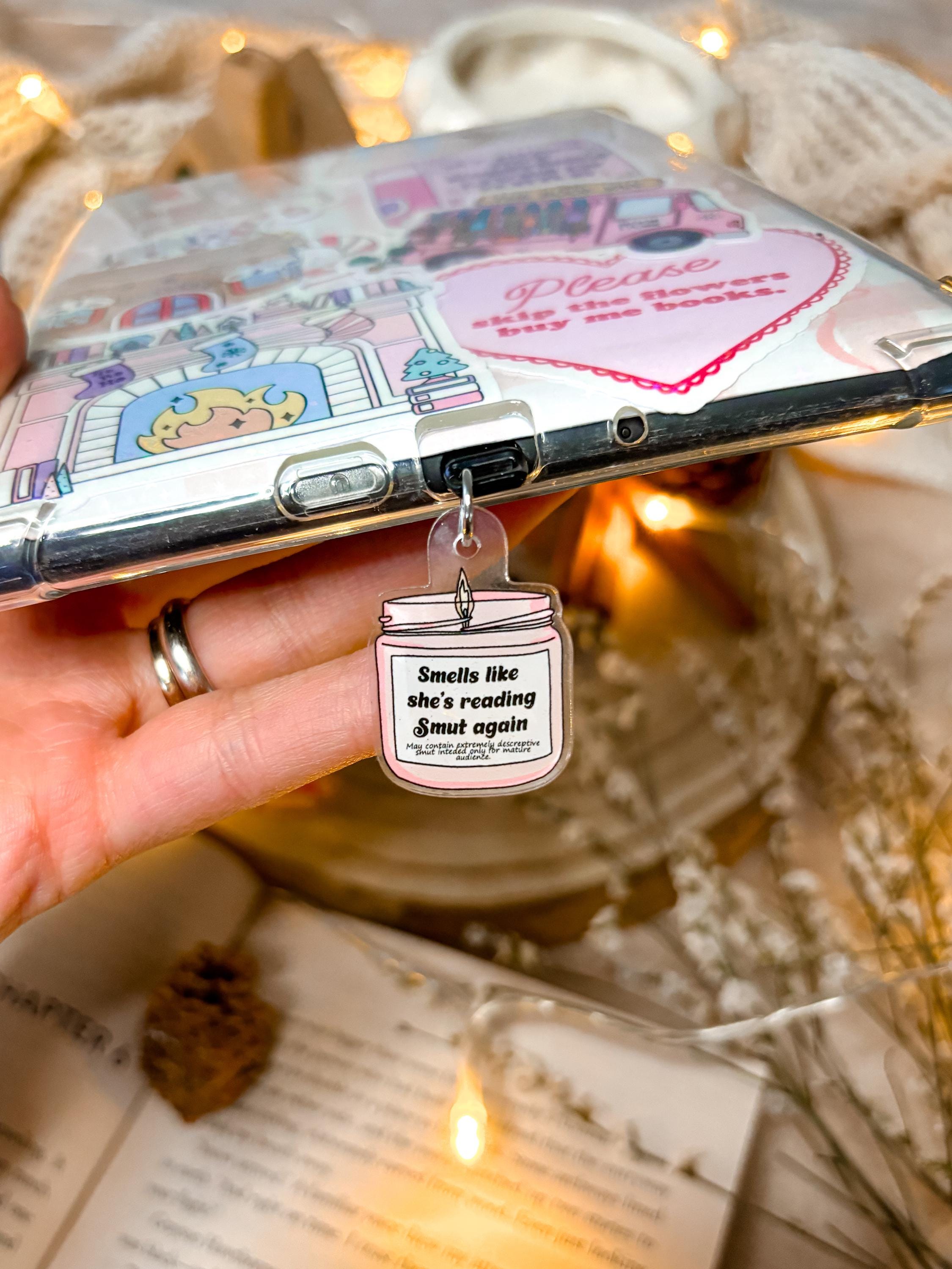 Kindle Charm Bookish Phone Charm Kindle Accessories Bookish Merch Phone Accessories Kindle Decor E-Reader Acrylic Dust Plug USB-C Plug