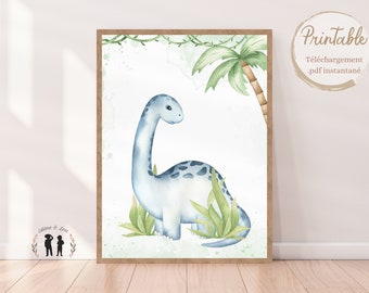 Decorative dinosaur poster - Brontosaurus - Dino poster - Digital PDF - instant download