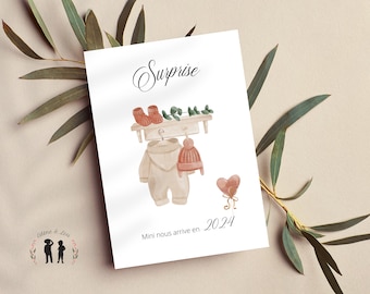 Pregnancy announcement card - Christmas collection - baby birth date - digital card - baby christmas - instant .pdf download