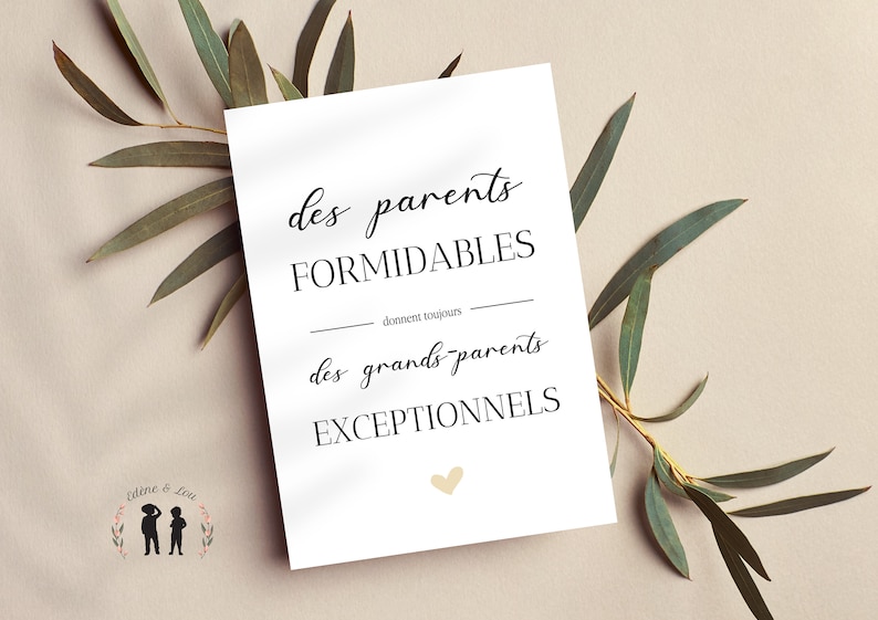 Carte annonce de grossesse grands-parents formidables pdf numérique image 1