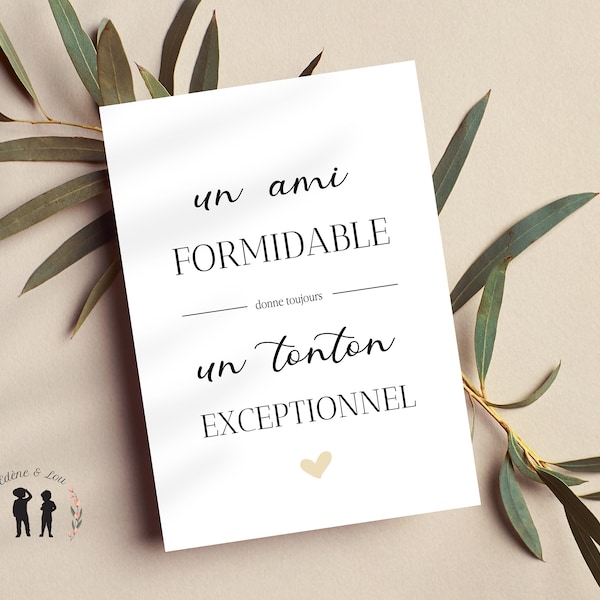 Pregnancy announcement card - wonderful uncle friend - digital pdf